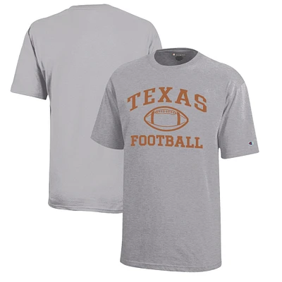Youth Champion Gray Texas Longhorns Icon Logo Football T-Shirt