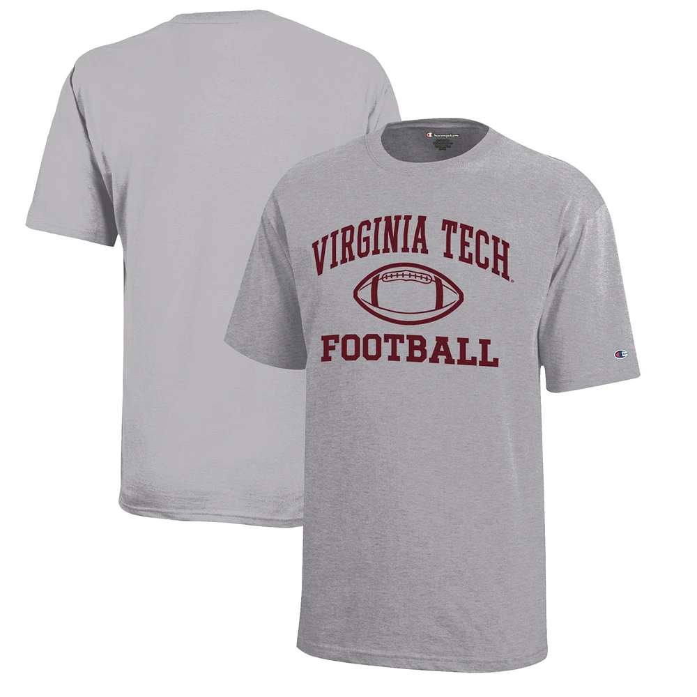 Youth Champion Gray Virginia Tech Hokies Icon Logo Football T-Shirt