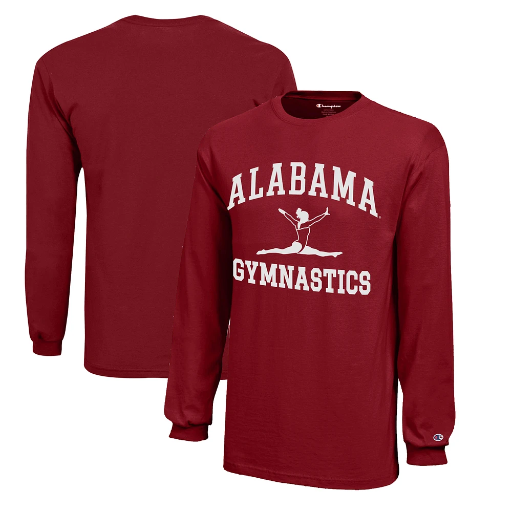 Youth Champion Crimson Alabama Tide Icon Logo Long Sleeve Gymnastics T-Shirt