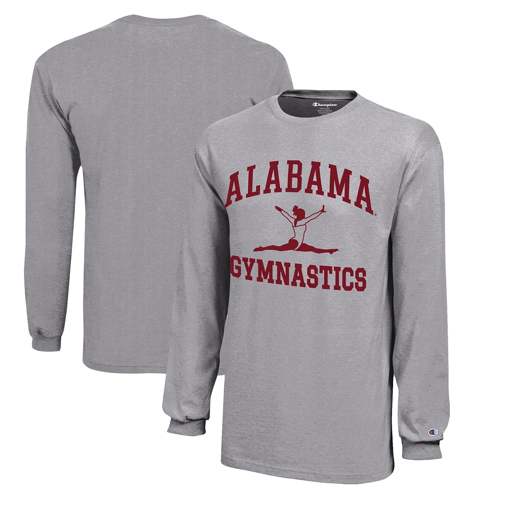 Youth Champion Gray Alabama Crimson Tide Icon Logo Long Sleeve Gymnastics T-Shirt