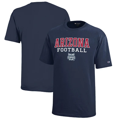 Youth Champion  Navy Arizona Wildcats Stacked Logo Football T-Shirt