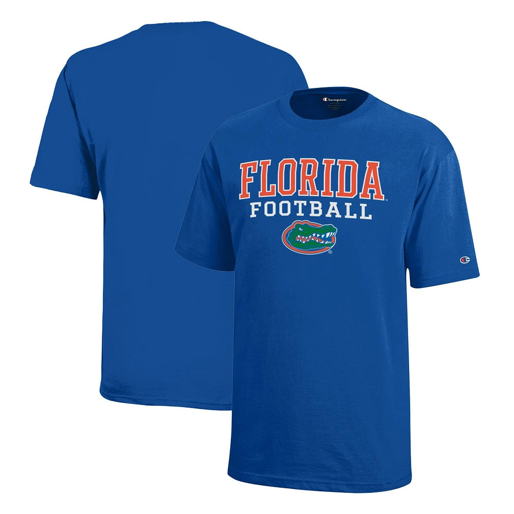 Youth Champion Royal Florida Gators Stacked Logo Football T-Shirt