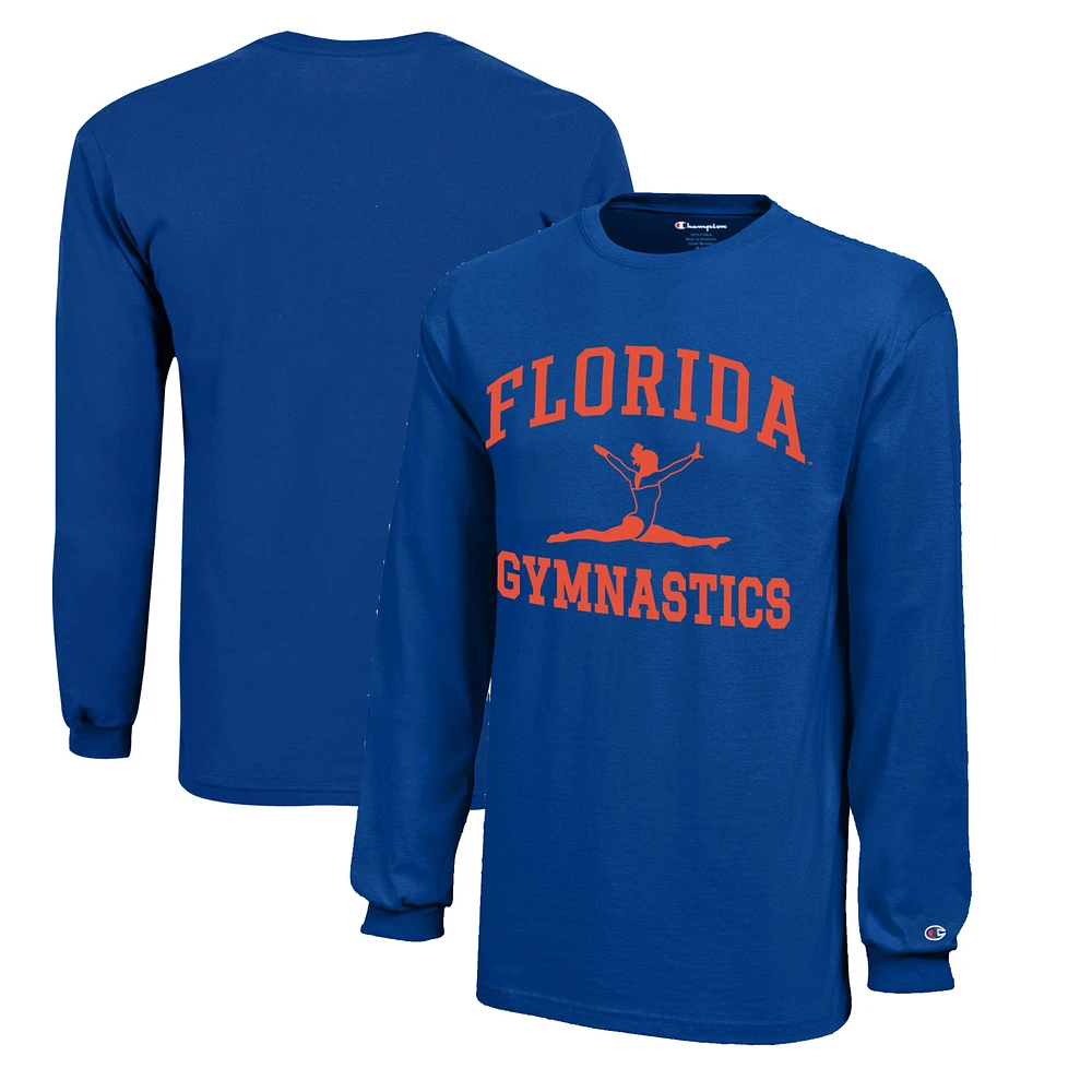 Youth Champion Royal Florida Gators Icon Logo Long Sleeve Gymnastics T-Shirt