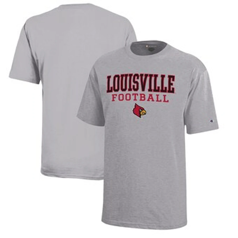 Youth Champion Louisville Cardinals Stacked Logo Football T-Shirt