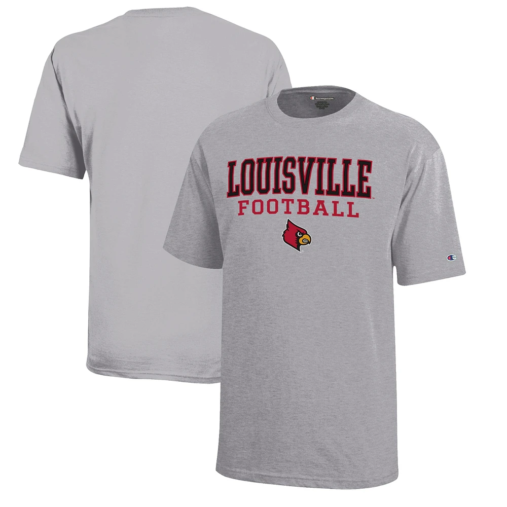 Youth Champion Louisville Cardinals Stacked Logo Football T-Shirt
