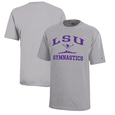 Youth Champion Gray LSU Tigers Icon Logo Gymnastics T-Shirt