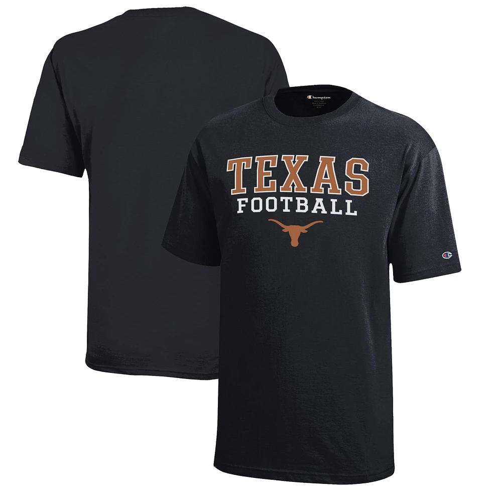 Youth Champion Black Texas Longhorns Stacked Logo Football T-Shirt
