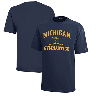 Youth Champion Navy Michigan Wolverines Icon Logo Gymnastics T-Shirt