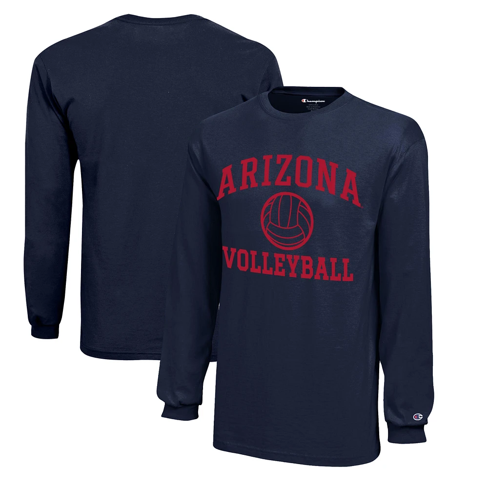 Youth Champion Navy Arizona Wildcats Icon Logo Long Sleeve Volleyball T-Shirt