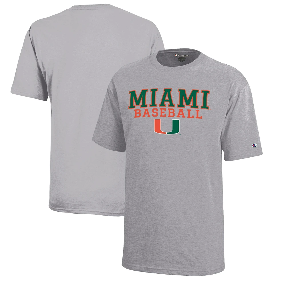 Youth Champion Miami Hurricanes Stacked Logo Baseball T-Shirt