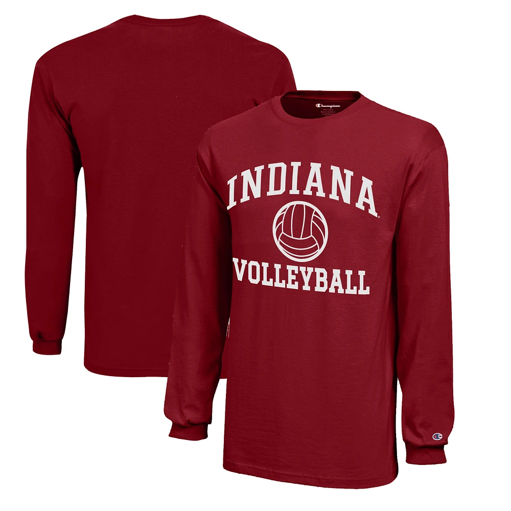 Youth Champion Crimson Indiana Hoosiers Icon Logo Long Sleeve Volleyball T-Shirt