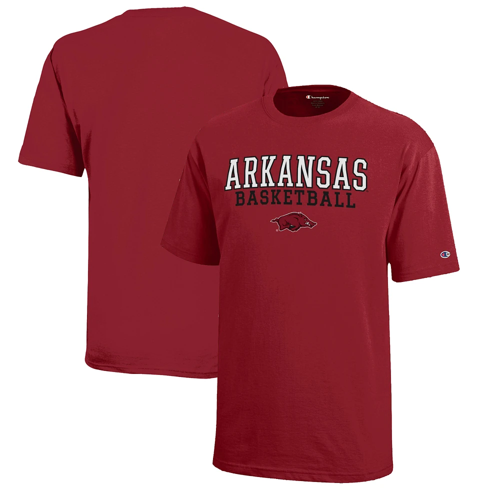 Youth Champion Cardinal Arkansas Razorbacks Stacked Logo Basketball T-Shirt