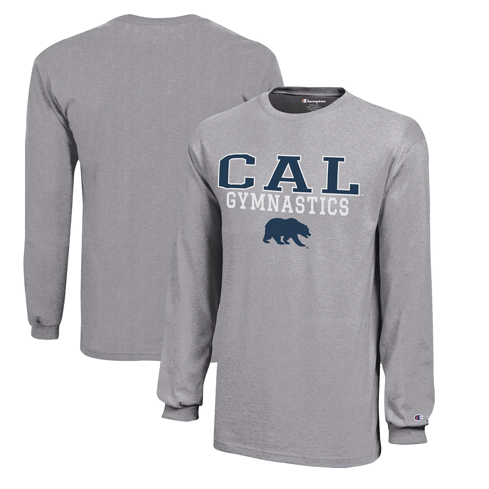 Youth Champion Gray Cal Bears Stacked Logo Long Sleeve Gymnastics Jersey T-Shirt