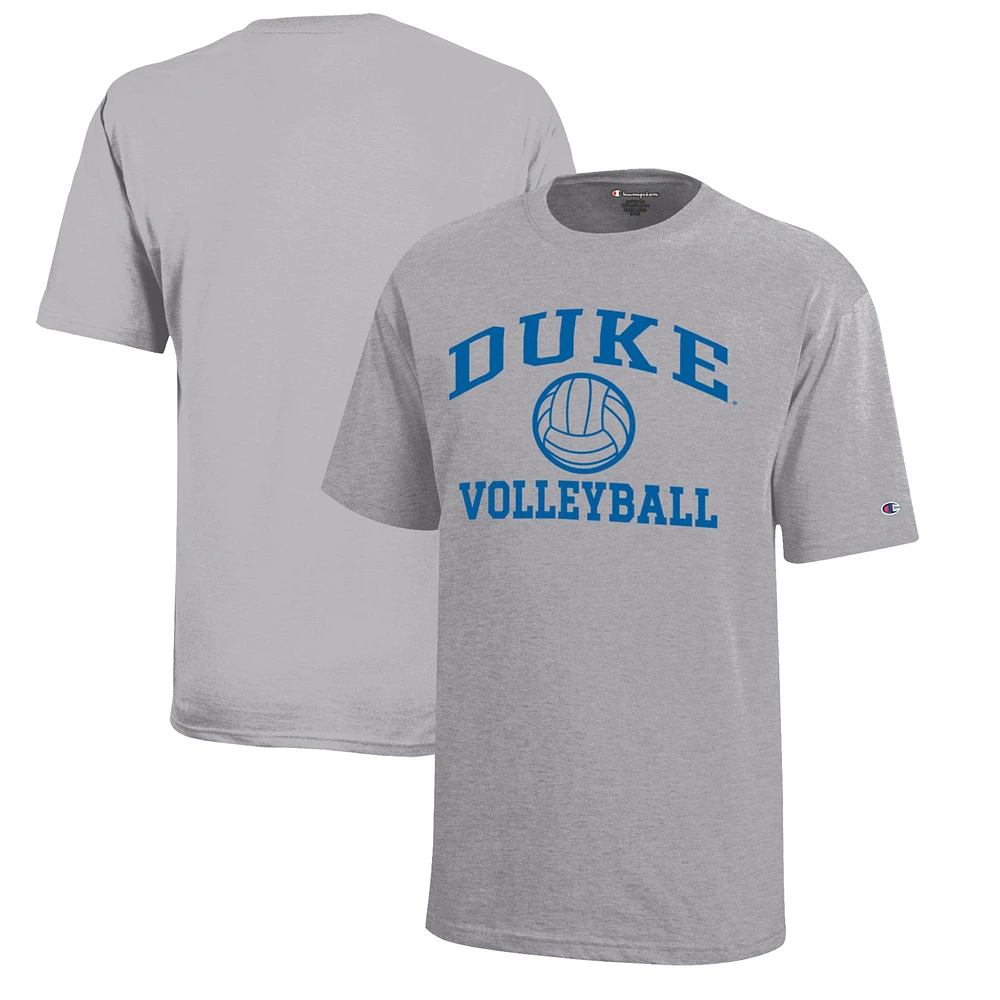 Youth Champion Gray Duke Blue Devils Icon Logo Volleyball T-Shirt