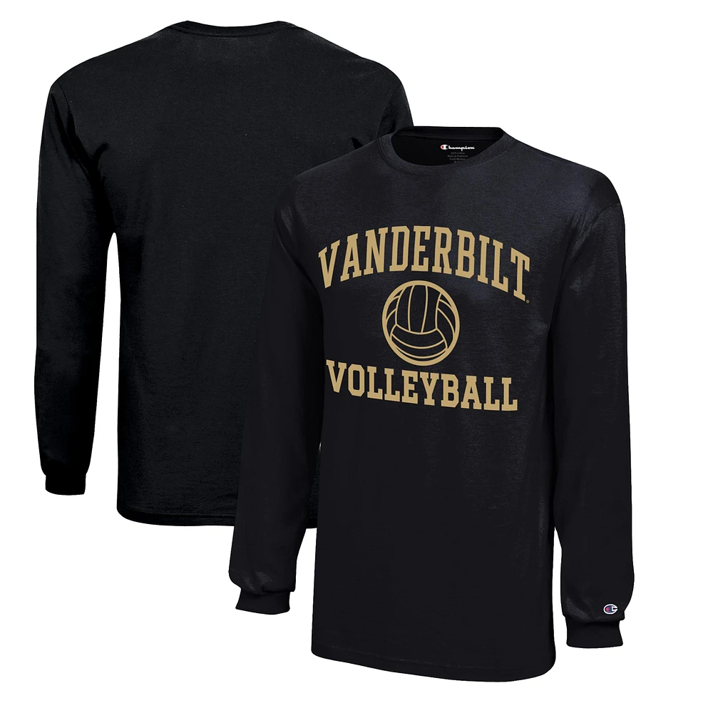 Youth Champion Black Vanderbilt Commodores Icon Logo Long Sleeve Volleyball T-Shirt