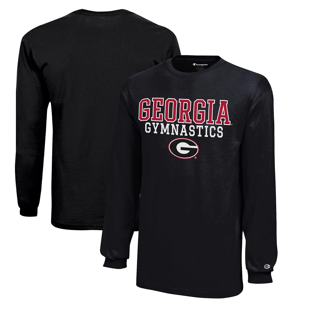 Youth Champion Georgia Bulldogs Stacked Logo Long Sleeve Gymnastics Jersey T-Shirt