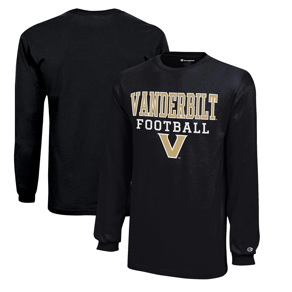 Youth Champion Vanderbilt Commodores Stacked Logo Long Sleeve Football T-Shirt