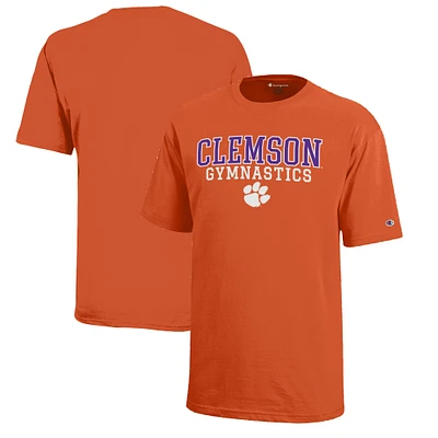 Youth Champion Orange Clemson Tigers Stacked Logo Gymnastics T-Shirt