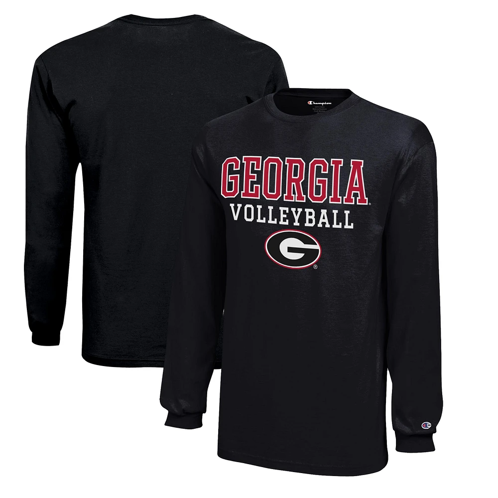 Youth Champion Georgia Bulldogs Stacked Logo Long Sleeve Volleyball T-Shirt