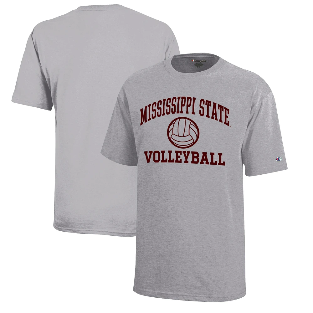 Youth Champion Gray Mississippi State Bulldogs Icon Logo Volleyball T-Shirt