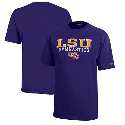 Youth Champion Purple LSU Tigers Stacked Logo Gymnastics T-Shirt