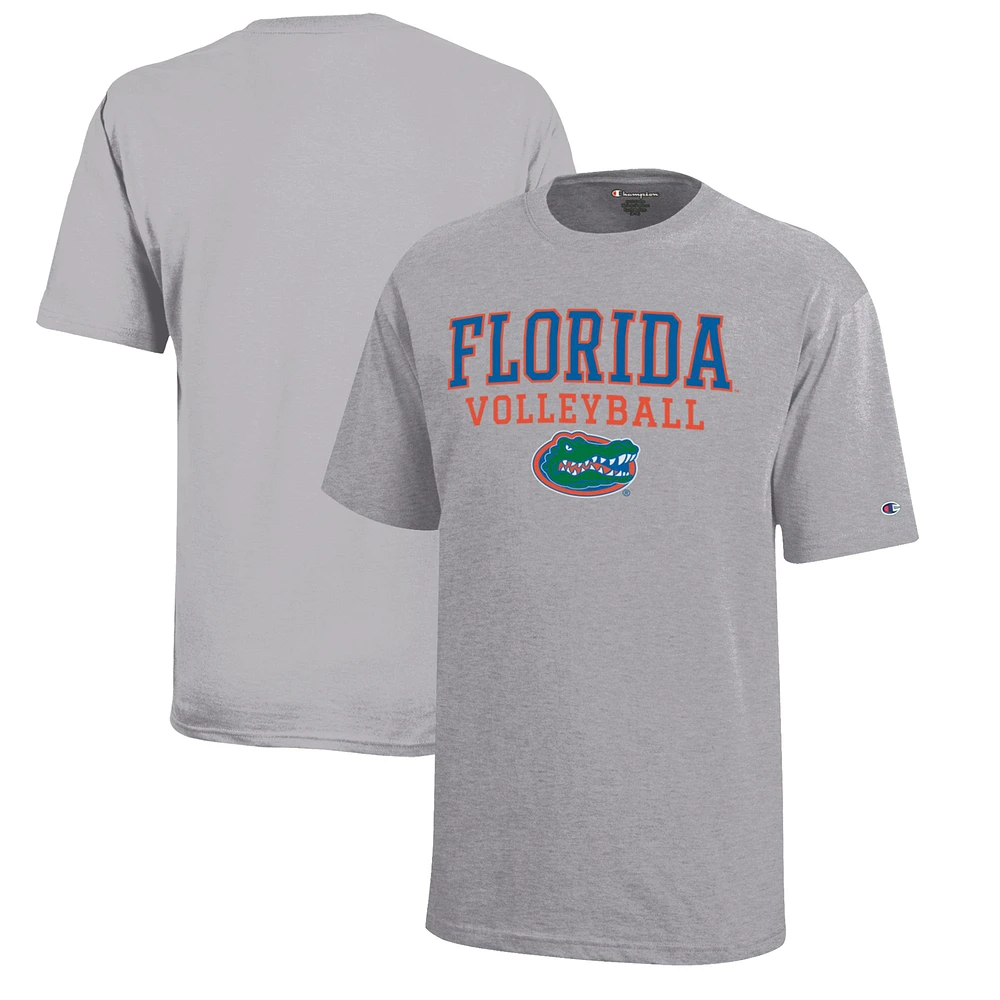 Youth Champion Gray Florida Gators Stacked Logo Volleyball T-Shirt
