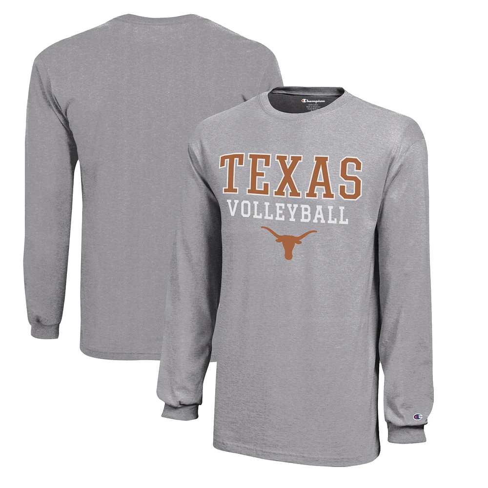 Youth Champion Texas Longhorns Stacked Logo Long Sleeve Volleyball T-Shirt
