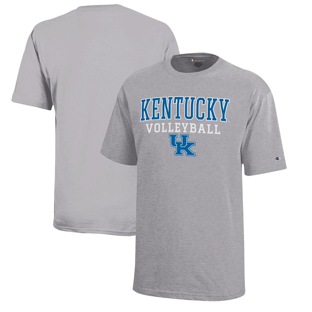 Youth Champion Gray Kentucky Wildcats Stacked Logo Volleyball T-Shirt
