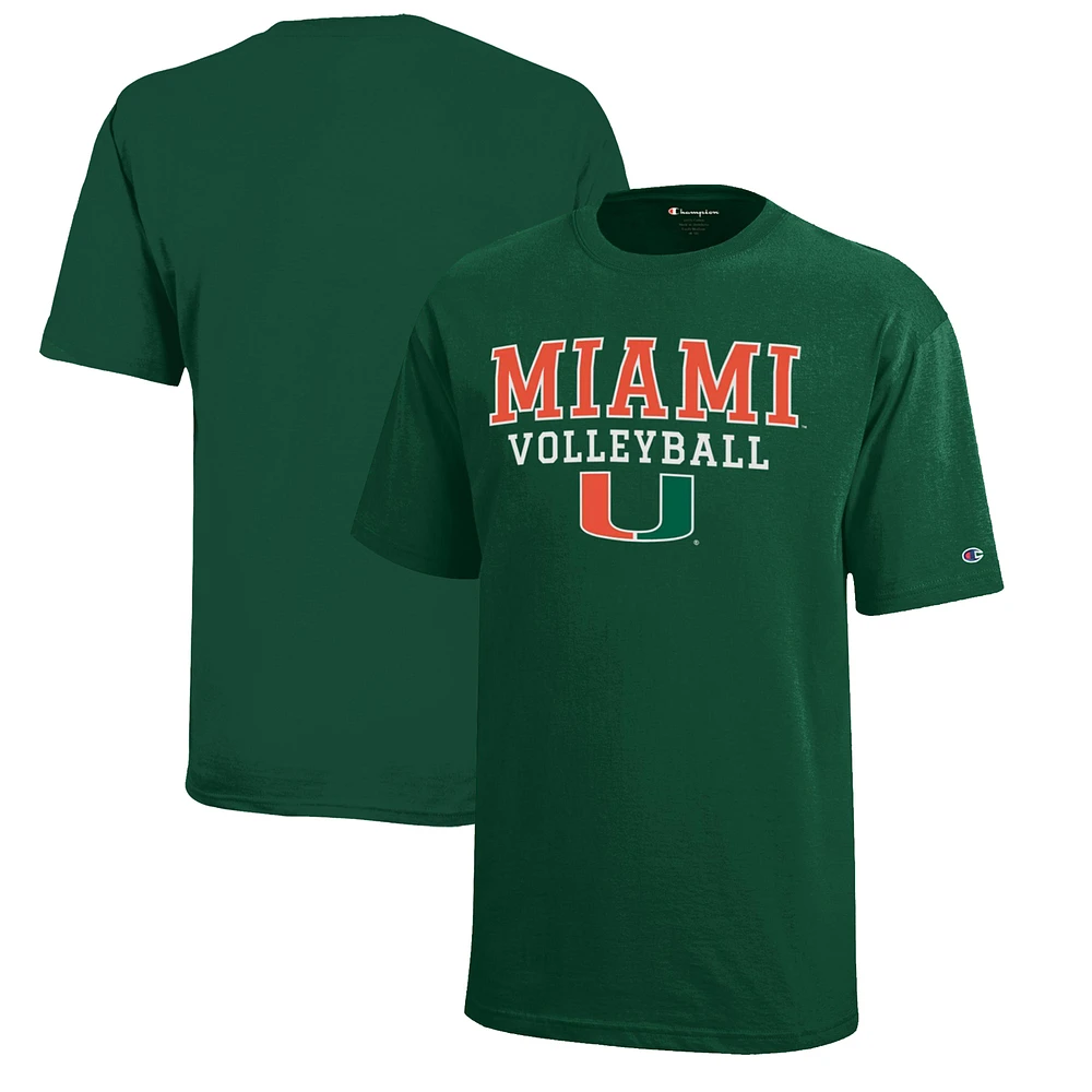 Youth Champion Miami Hurricanes Stacked Logo Volleyball T-Shirt