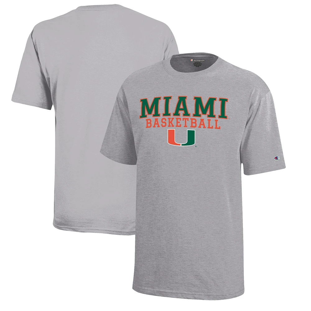 Youth Champion Miami Hurricanes Stacked Logo Basketball T-Shirt