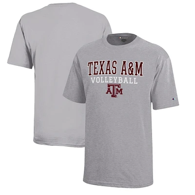 Youth Champion Gray Texas A&M Aggies Stacked Logo Volleyball T-Shirt