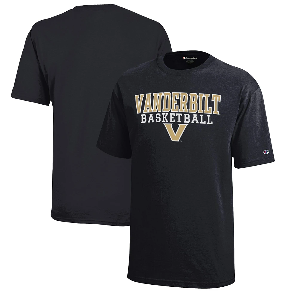 Youth Champion Black Vanderbilt Commodores Stacked Logo Basketball T-Shirt
