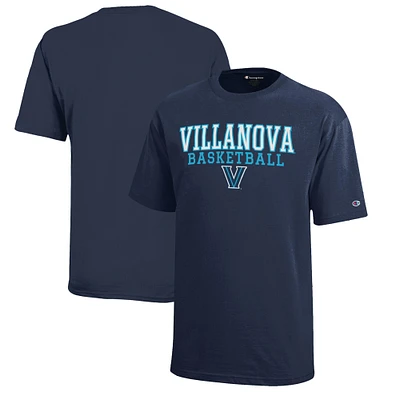 Youth Champion  Navy Villanova Wildcats Stacked Logo Basketball T-Shirt