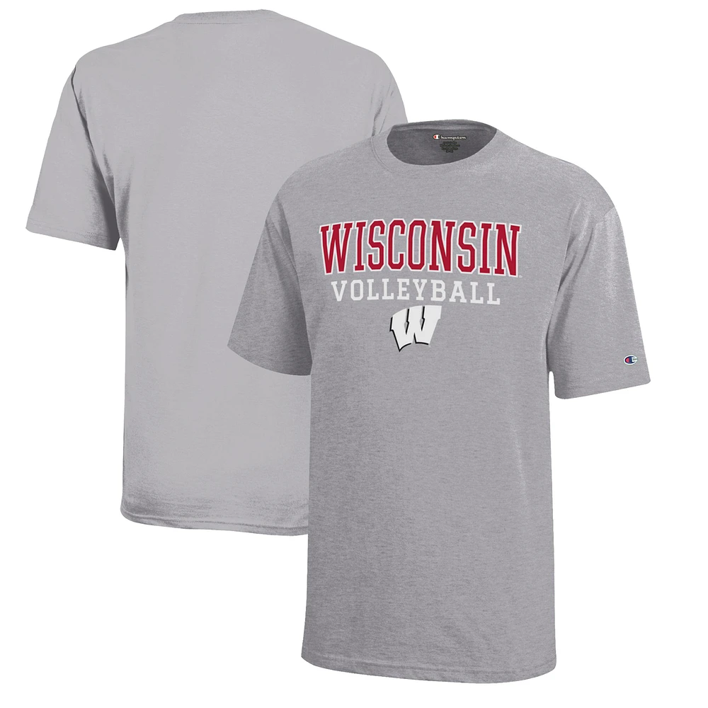 Youth Champion Wisconsin Badgers Stacked Logo Volleyball T-Shirt