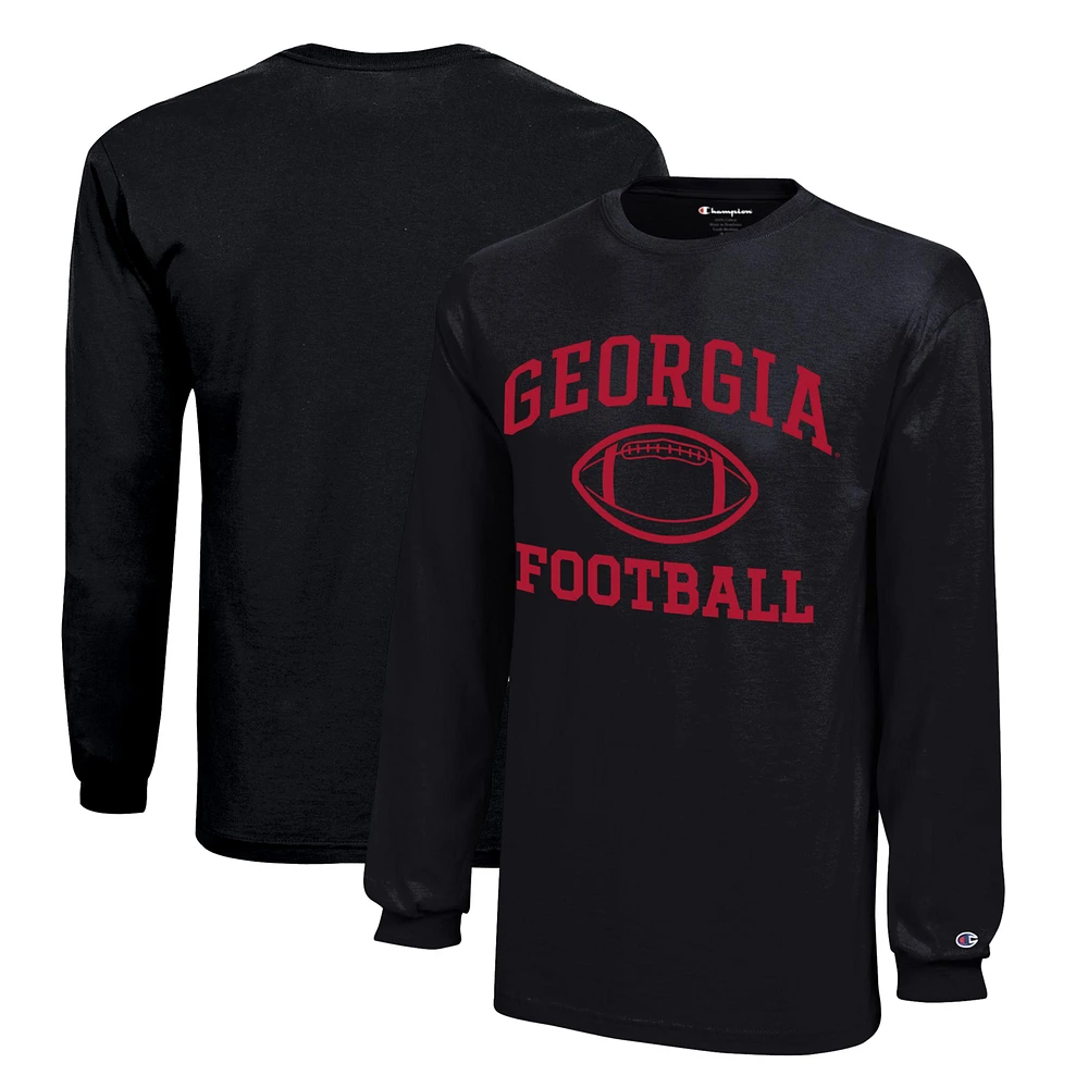 Youth Champion Georgia Bulldogs Icon Logo Long Sleeve Football T-Shirt