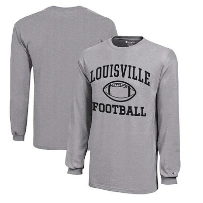 Youth Champion Louisville Cardinals Icon Logo Long Sleeve Football T-Shirt
