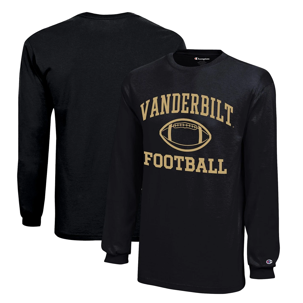 Youth Champion Black Vanderbilt Commodores Icon Logo Long Sleeve Football T-Shirt