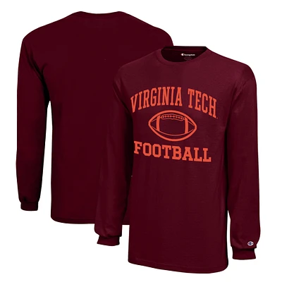 Youth Champion Maroon Virginia Tech Hokies Icon Logo Long Sleeve Football T-Shirt