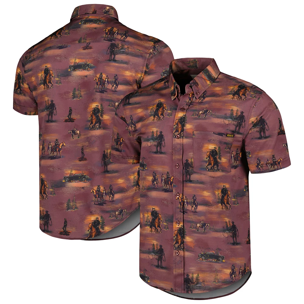 Unisex RSVLTS Maroon Yellowstone Tough & Merciless KUNUFLEX Button-Down Shirt