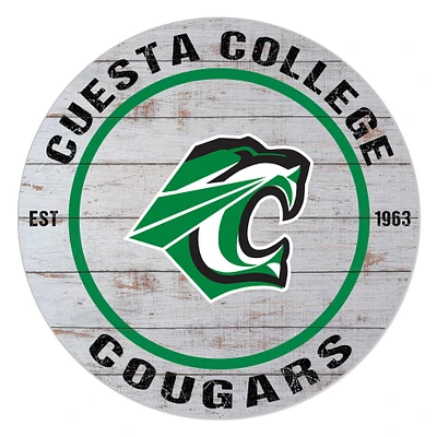 Cuesta College Cougars 20" Indoor/Outdoor Weathered Circle Sign