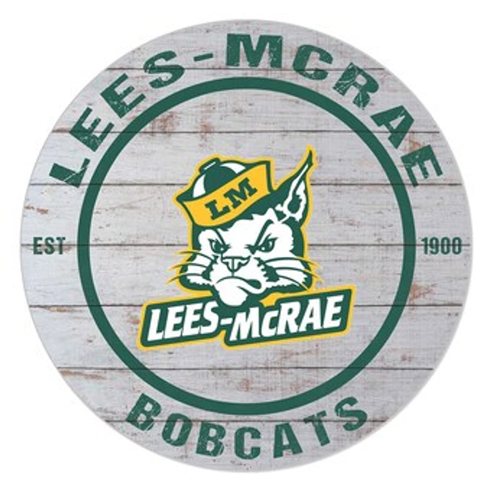 Lees-McRae Bobcats 20" Indoor/Outdoor Weathered Circle Sign