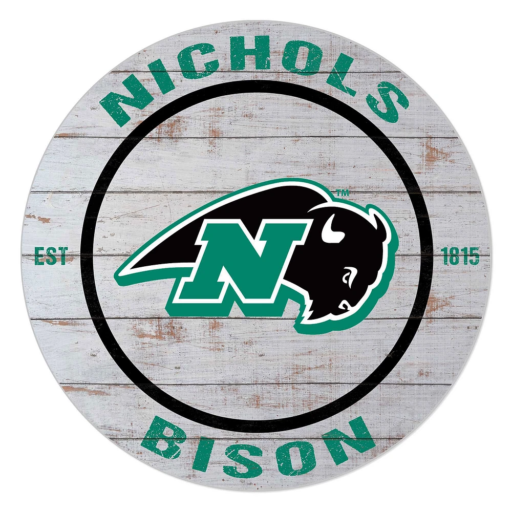 Nichols College Bison 20" Indoor/Outdoor Weathered Circle Sign