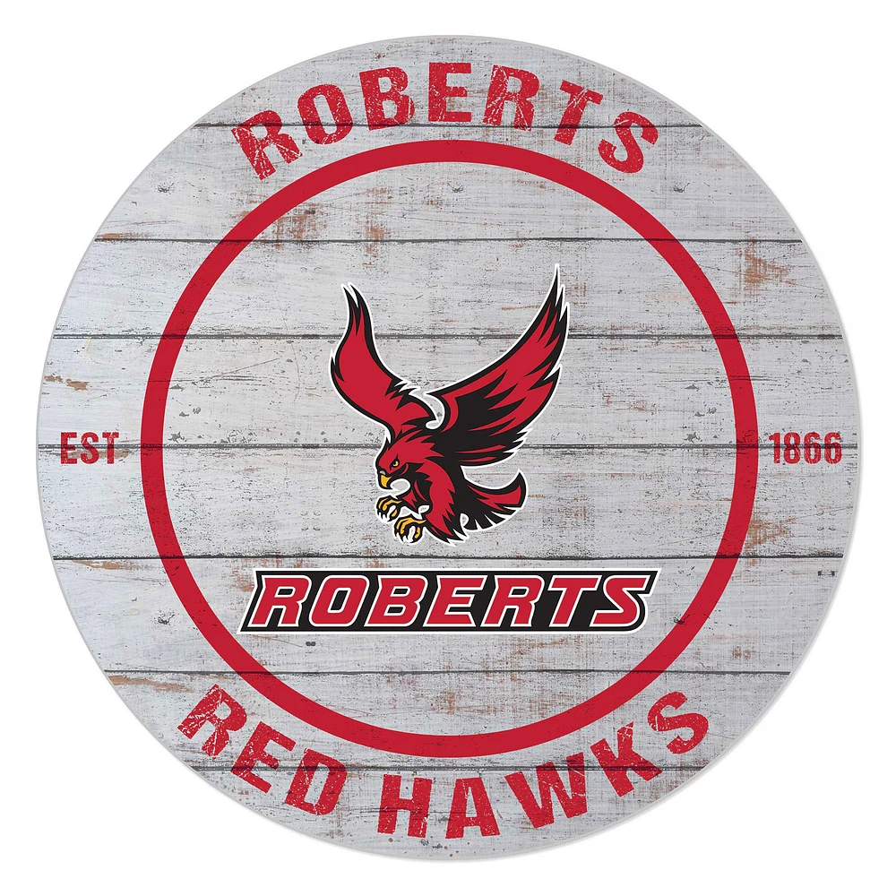 Roberts Wesleyan Redhawks 20" x 20" Indoor/Outdoor Weathered Circle Sign