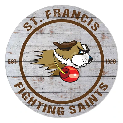 St. Francis Fighting Saints 20" x 20" Indoor/Outdoor Weathered Circle Sign