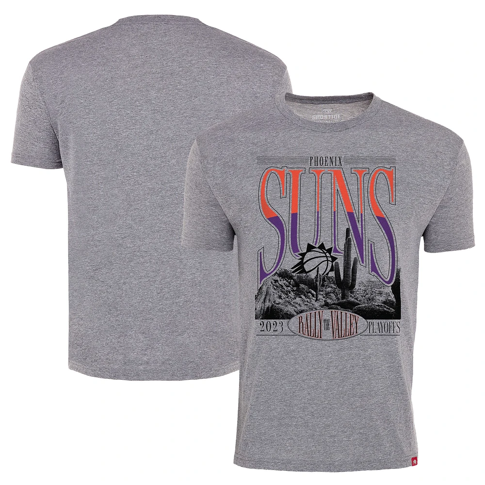 Unisex Sportiqe Heather Gray Phoenix Suns 2023 NBA Playoffs Rally The Valley Tri-Blend T-Shirt