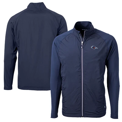 Men's Cutter & Buck Navy UTSA Roadrunners Adapt Eco Knit Hybrid Recycled Full-Zip Jacket