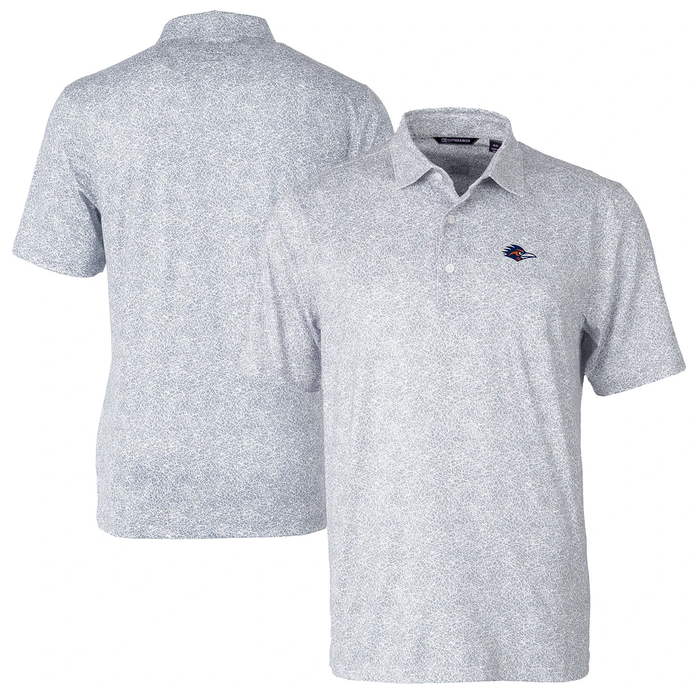 Men's Cutter & Buck Gray UTSA Roadrunners Constellation Print Stretch Performance Polo
