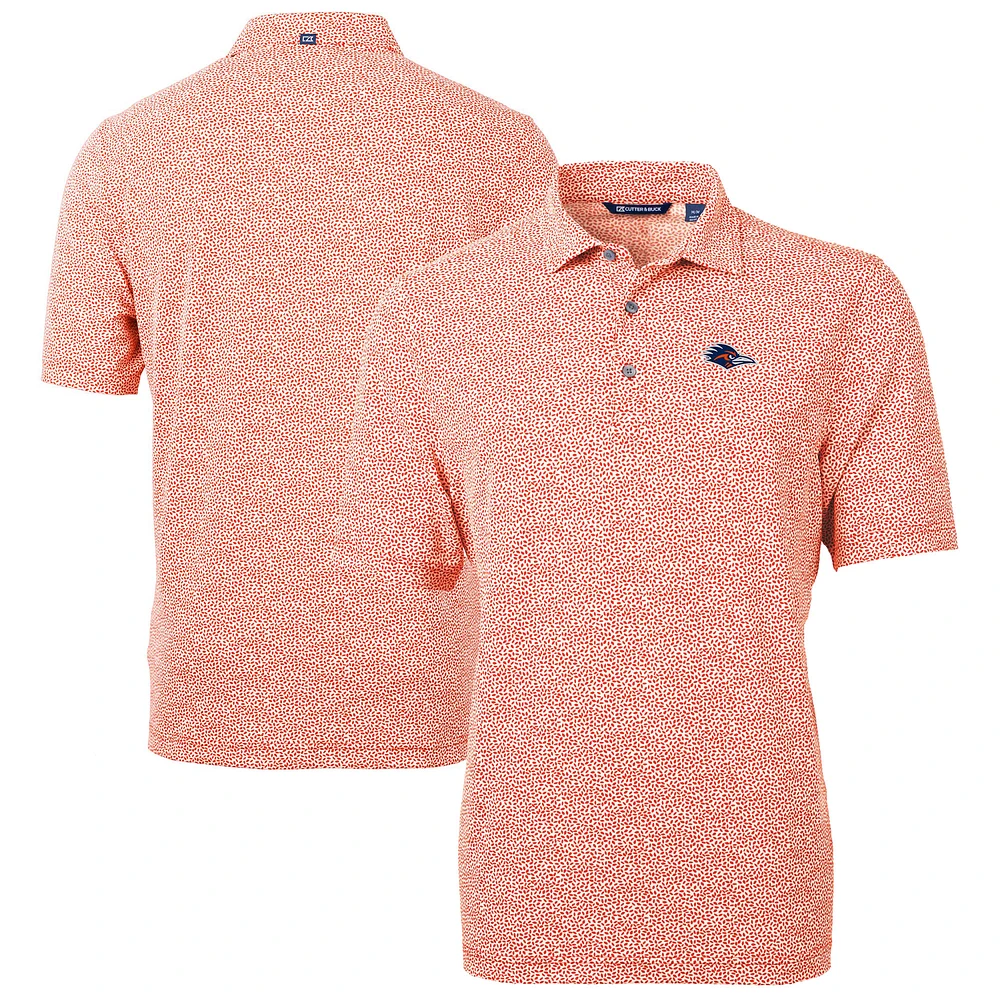Men's Cutter & Buck Orange UTSA Roadrunners DryTec Virtue Eco Pique Botanical Print Recycled Polo