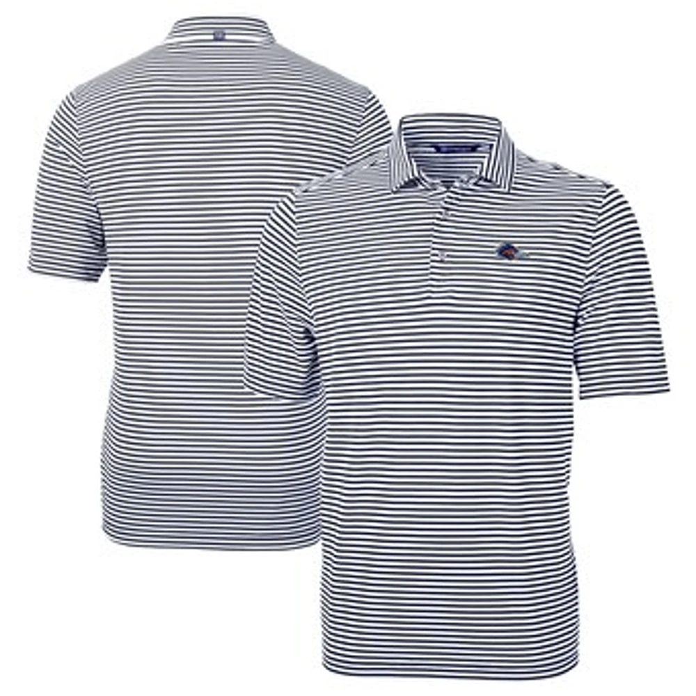 Men's Cutter & Buck Navy UTSA Roadrunners DryTec Virtue Eco Pique Stripe Recycled Polo