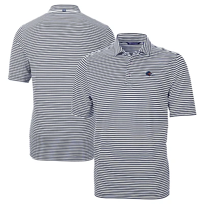 Men's Cutter & Buck Navy UTSA Roadrunners DryTec Virtue Eco Pique Stripe Recycled Polo
